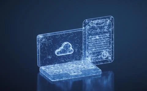 Contract paper board with computer, 3d rendering. イラスト素材