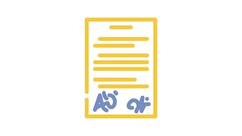 Contract paper document color icon animation Stock Footage 327271223