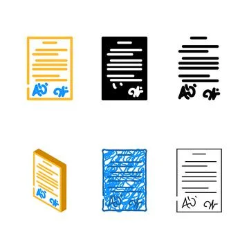 Contract paper document color icon vector styles Stock Illustration