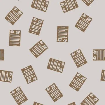 Contract paper document glyph vector seamless pattern Stock Illustration