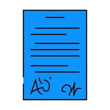Contract paper document icon color illustration Stock Illustration
