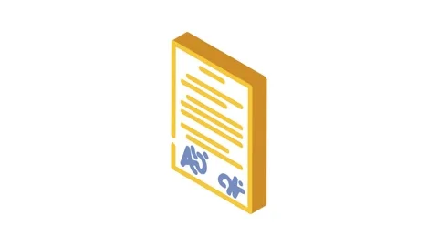 Contract paper document isometric icon animation Stock Footage 327294112