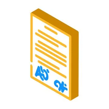 Contract paper document isometric icon vector illustration Stock Illustration