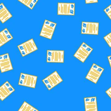 Contract paper document vector seamless pattern Illustrazione stock