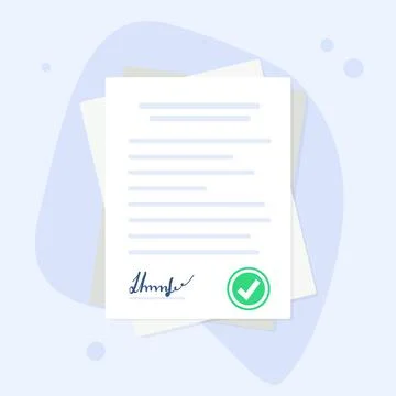 Contract papers. Document. Folder with stamp and text. Stack of agreements Stock Illustration