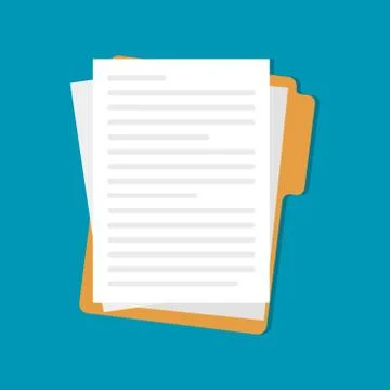 Contract papers. Document icon. Folder and text. Stack of agreements document Stock Illustration