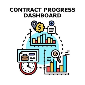 Contract progress dashboard displaying business project management data Stock Illustration