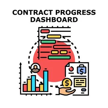 Contract progress dashboard visualizing business project management Stock Illustration