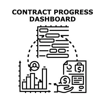 Contract progress dashboard visualizing business project management Stock Illustration