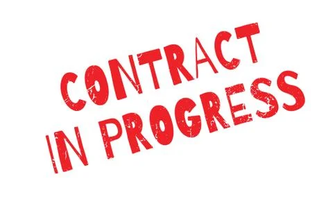 Contract In Progress rubber stamp Ilustración de archivo