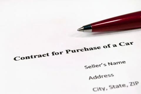 Contract for purchase of a car Stock Photos