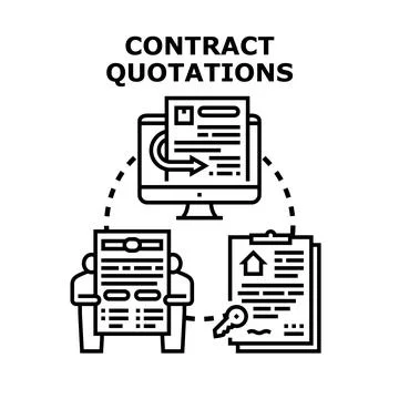Contract quotations process for business agreement and real estate Stock Illustration