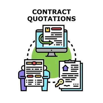 Contract quotations process for business agreement and real estate Stock Illustration