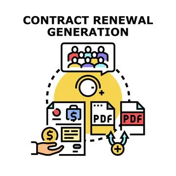 Contract renewal generation process with business documents Ilustración de archivo
