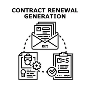 Contract renewal generation process with document review Stock Illustration