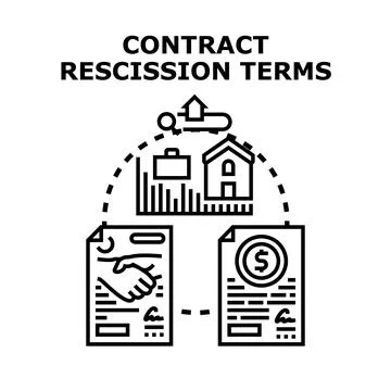 Contract rescission terms process and agreement annulment concept Stock Illustration