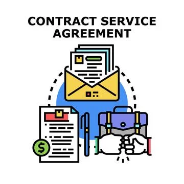 Contract service agreement document signing negotiation concept Stock Illustration