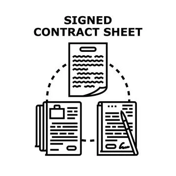 Contract sheet signing process and legal agreement documentation イラスト素材