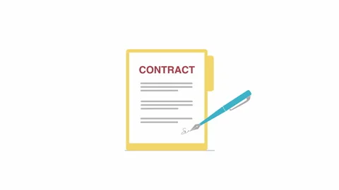 Contract Signature Animation – Document, Folder and Pen Видео 335653576