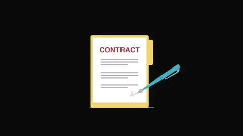 Contract Signature Animation – Document, Folder and Pen Stock Footage 335653577