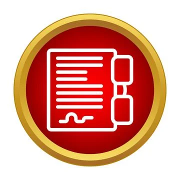 Contract signature document icon in red circle イラスト素材