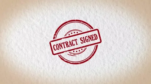 CONTRACT SIGNED stamp style word Stock Footage 319475483
