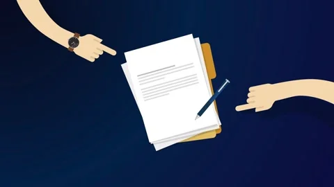 Contract signing and document review process with business hands pointing Stock Footage 325351425