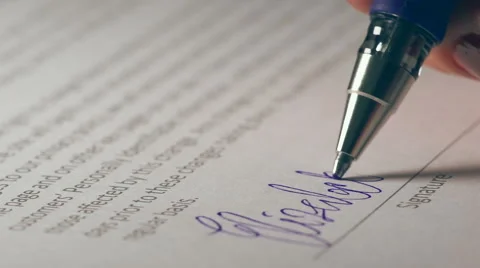 Contract Signing, Close up of a woman's hand with pen Stock Footage 43219154
