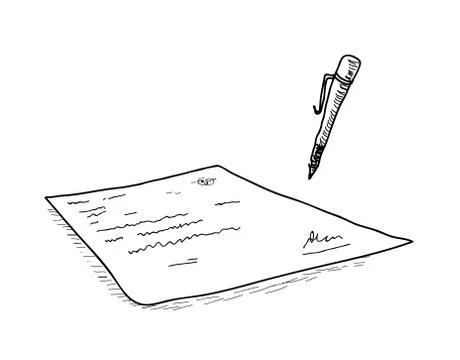 Contract Signing Doodle Stock Illustration