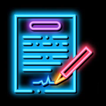 Contract Signing neon glow icon illustration Stock Illustration