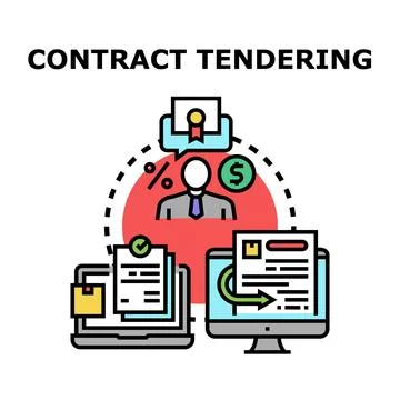 Contract tendering process with financial proposal and documentation 스톡 일러스트