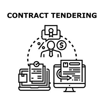 Contract tendering process with financial proposal and documentation Stock Illustration