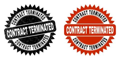 CONTRACT TERMINATED Black Rosette Stamp with Distress Surface Stock Illustration