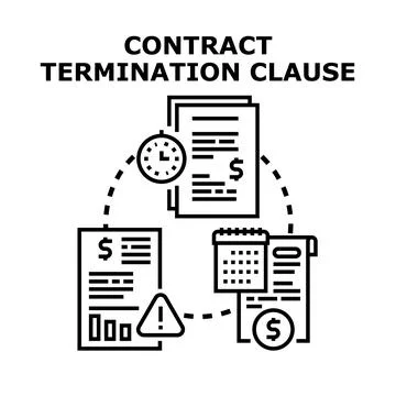 Contract termination clause document legal agreement concept Stock Illustration