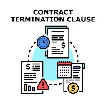Contract termination clause document legal agreement concept Stock Illustration