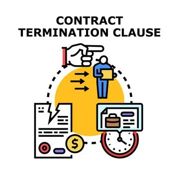Contract termination clause ending business agreement concept Stock Illustration