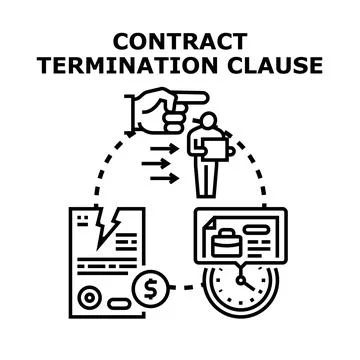 Contract termination clause ending business agreement concept Stock Illustration