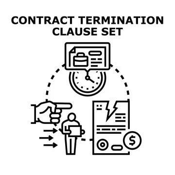 Contract termination clause set for employment dismissal Stock Illustration