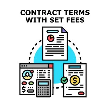 Contract terms with set fees management process Stock Illustration
