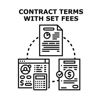 Contract terms with set fees management process Stock Illustration