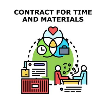 Contract for time and materials agreement concept Stock Illustration