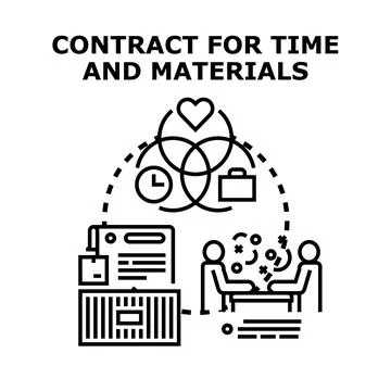 Contract for time and materials agreement concept Stock Illustration
