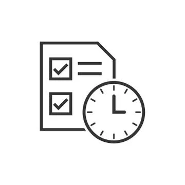 Contract time icon in flat style. Document with clock vector illustration on  Stock Illustration