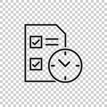 Contract time icon in flat style. Document with clock vector illustration on  Illustrazione stock