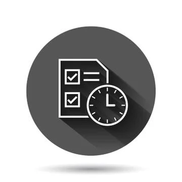 Contract time icon in flat style. Document with clock vector illustration on  Stock Illustration