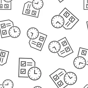 Contract time icon in flat style. Document with clock vector illustration on  Stock Illustration