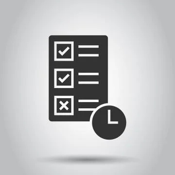 Contract time icon in flat style. Document with clock vector illustration on  Stock Illustration