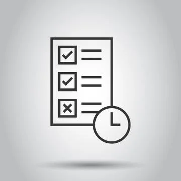 Contract time icon in flat style. Document with clock vector illustration on  Stock Illustration