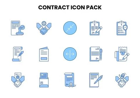 Contract Two Colour Collection Icons Pack 스톡 일러스트