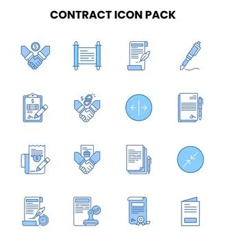 Contract Two Colour Collection Icons Pack Stock Illustration